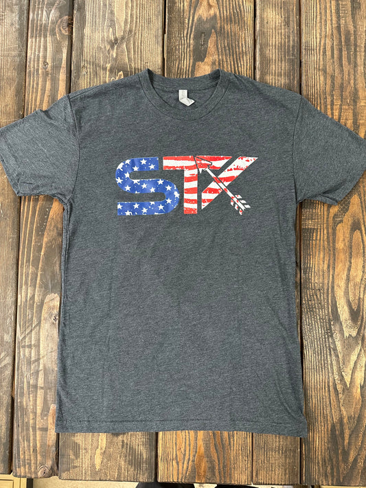 Dark Grey STX American Flag T-Shirt
