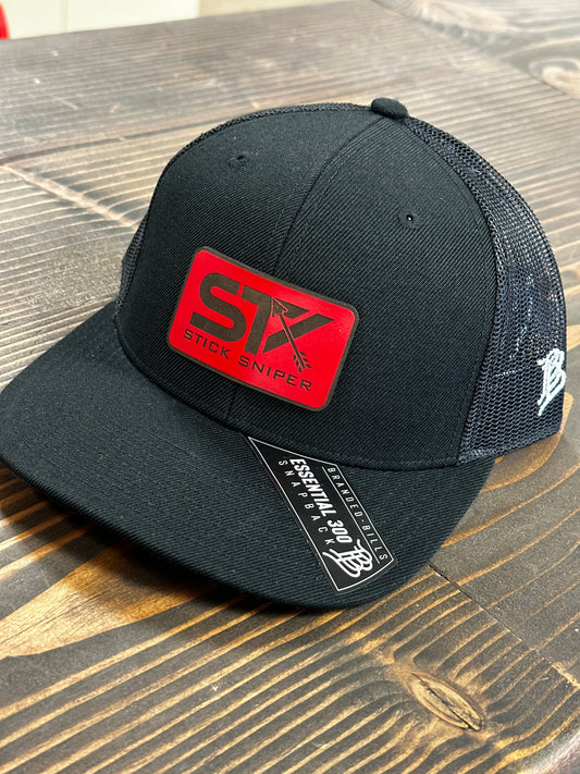 Black Trucker Red Leather STK Patch