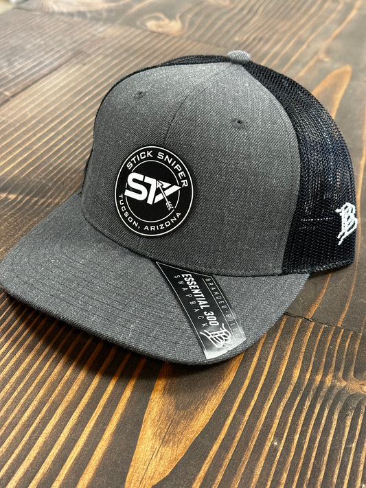 Charcoal Trucker Black Leather STK Patch