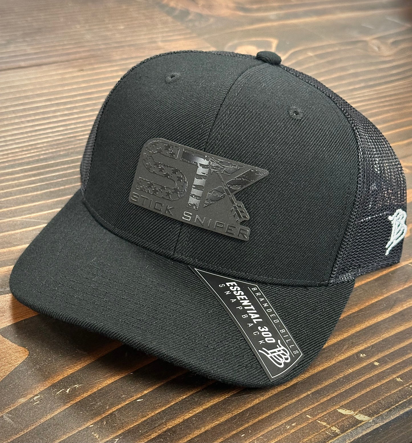 Black Trucker Midnight Black Leather STK Patch