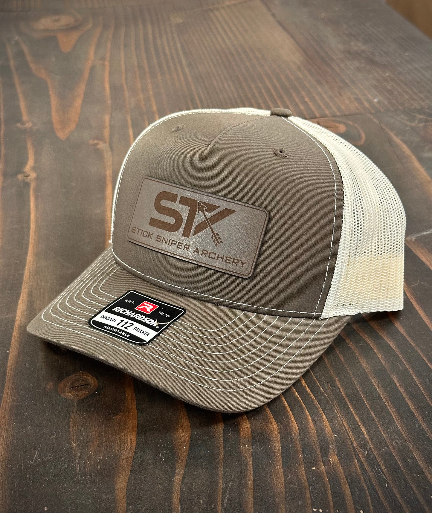 STK OD Green/Creme Trucker Hat - Leather Logo Patch