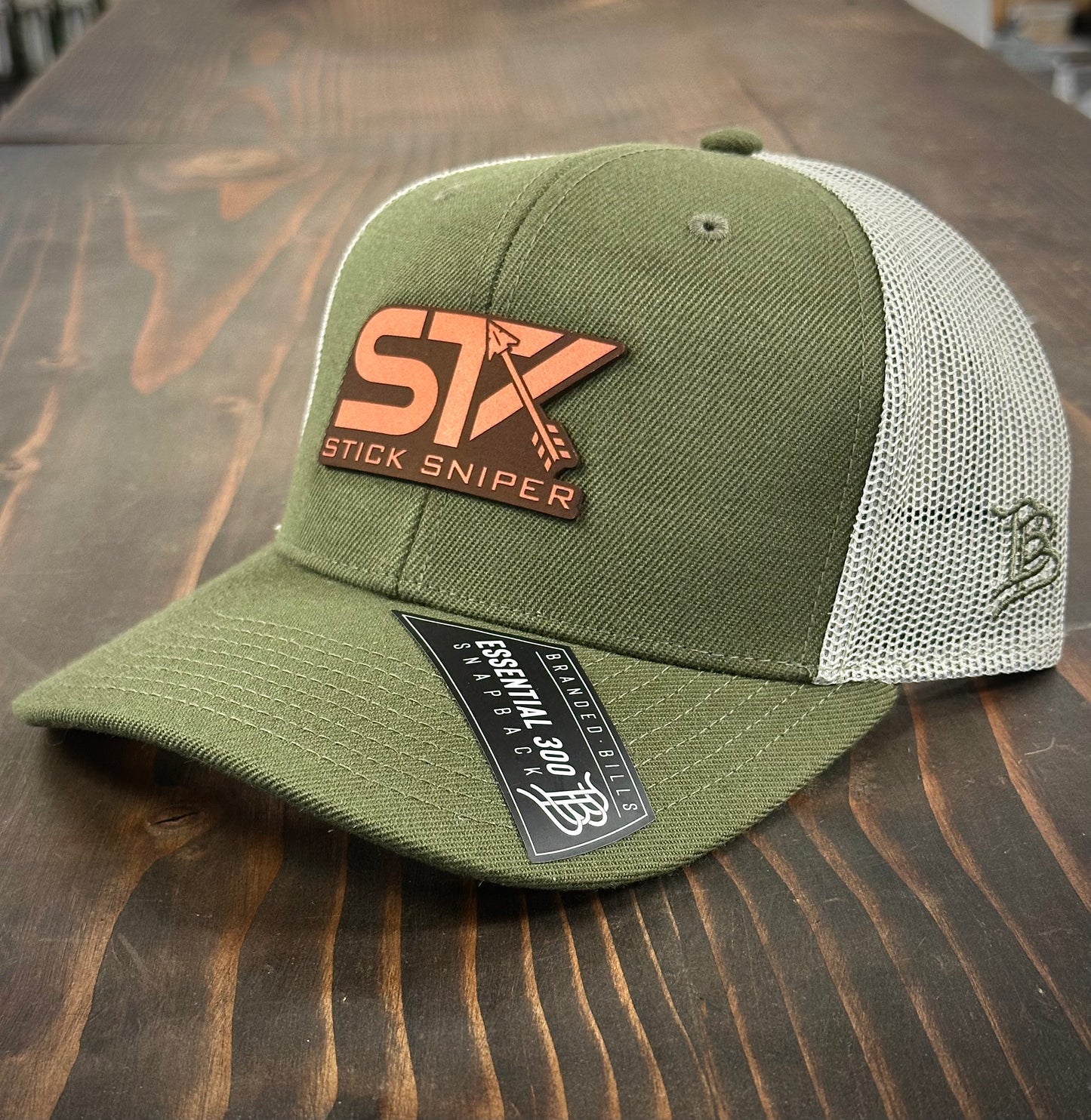 Classic OD Green Trucker Hat - Leather STK Patch
